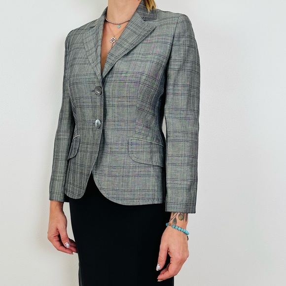 Burberry London blazer grey plaid wool blend - Picture 2 of 9